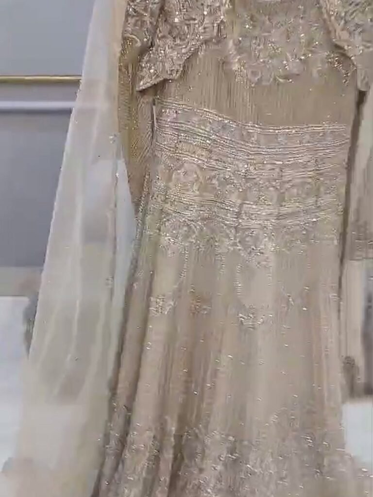 Champagne Walima Gown with Embroidered Jacket